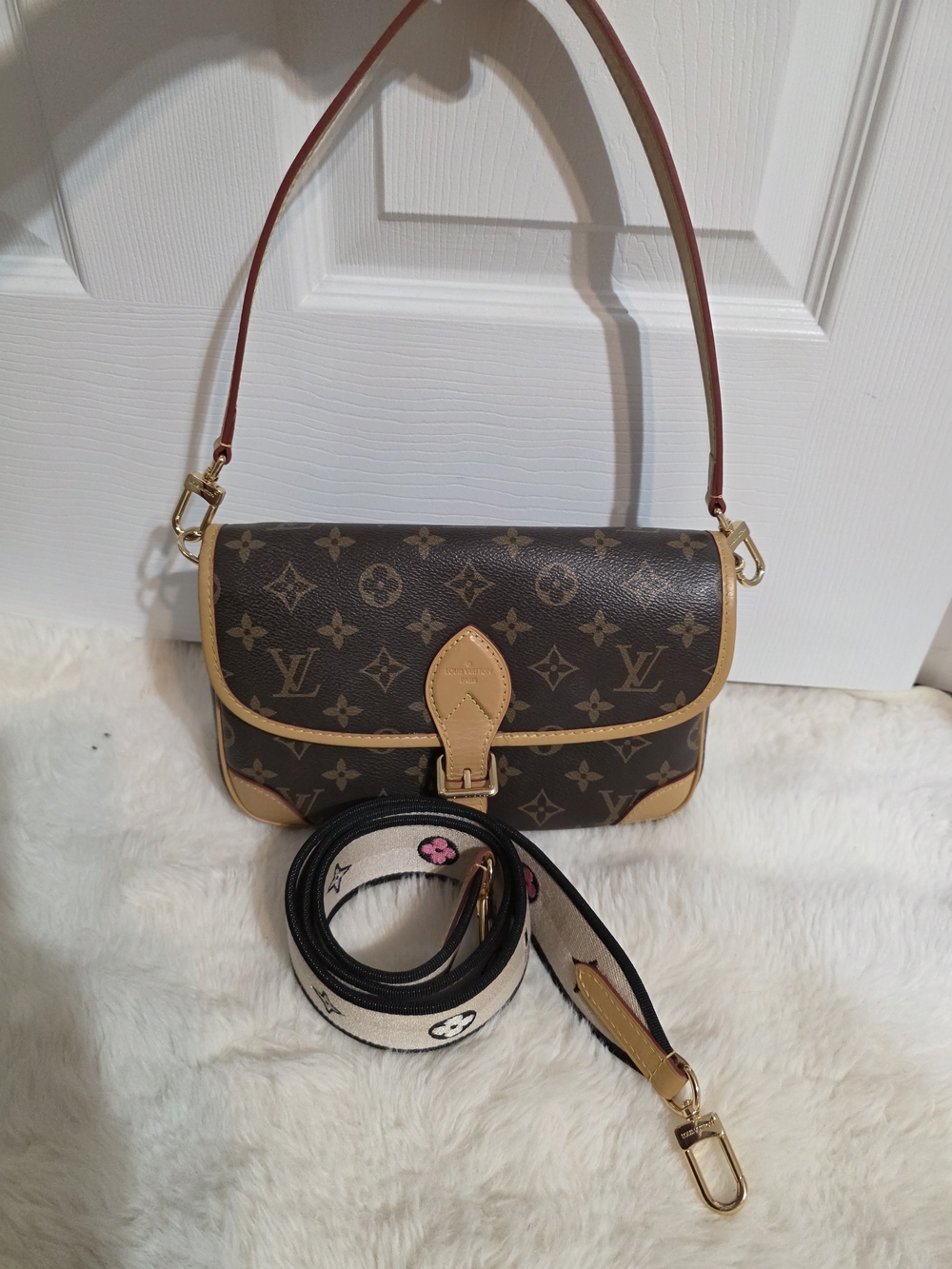 Monogram Canvas Crossbody Bag in Brown and Tan